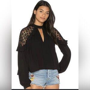Free People Black Lace Blouse